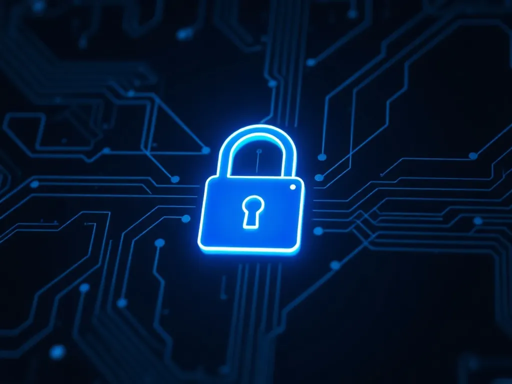 A symbolic representation of digital security, a glowing blu
