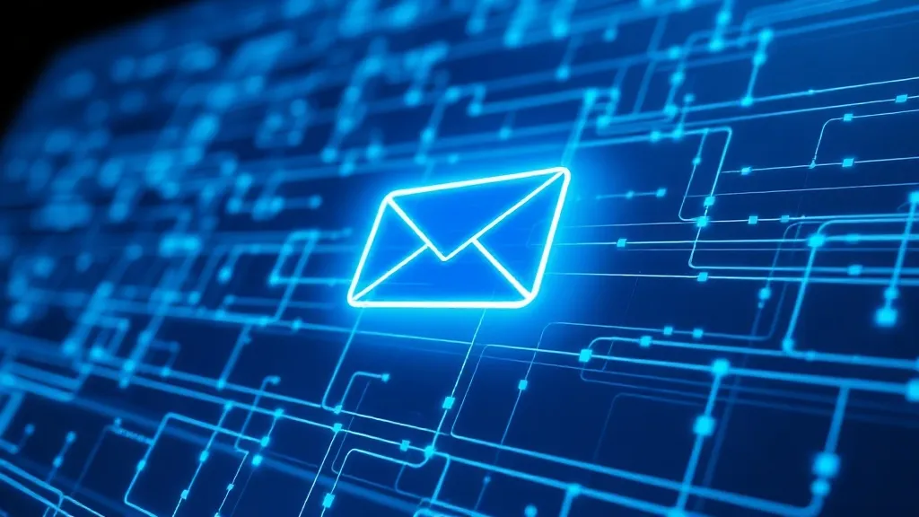 Conceptual image of a glowing envelope icon flying through a
