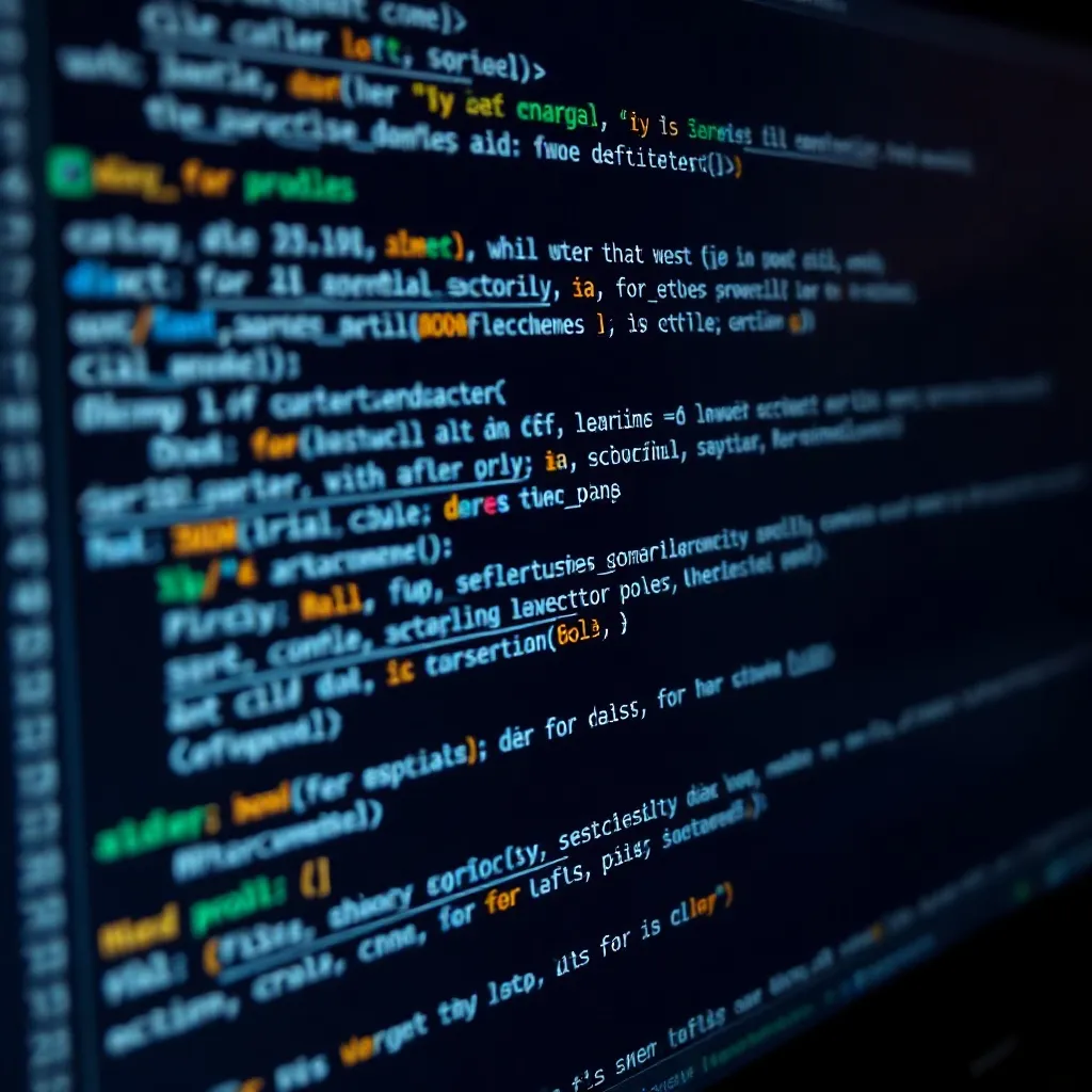 Close up of a computer screen showing clean SQL code, syntax